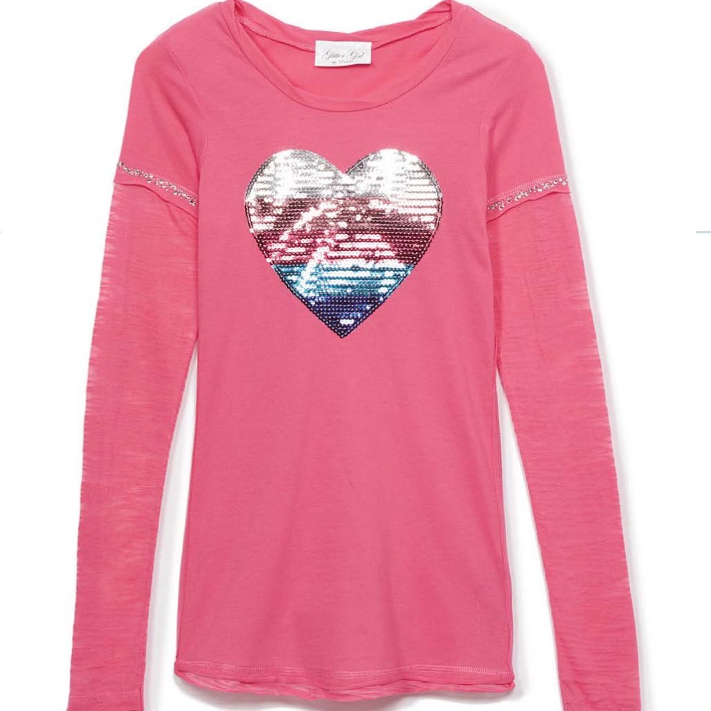 Long Sleeve T shirt - Sequins Heart